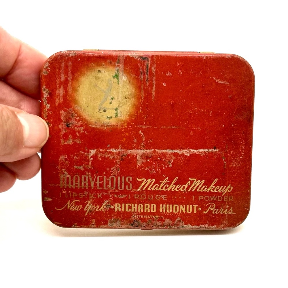 Richard Hudnut Marvelous Matched Makeup Tin Box Advertising Cosmetic 1930s-40s